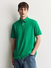 Blue/Orange/White/Green/Pink Regular Fit Regular Fit Short Sleeve Pique Polo Shirt - Image 12 of 13