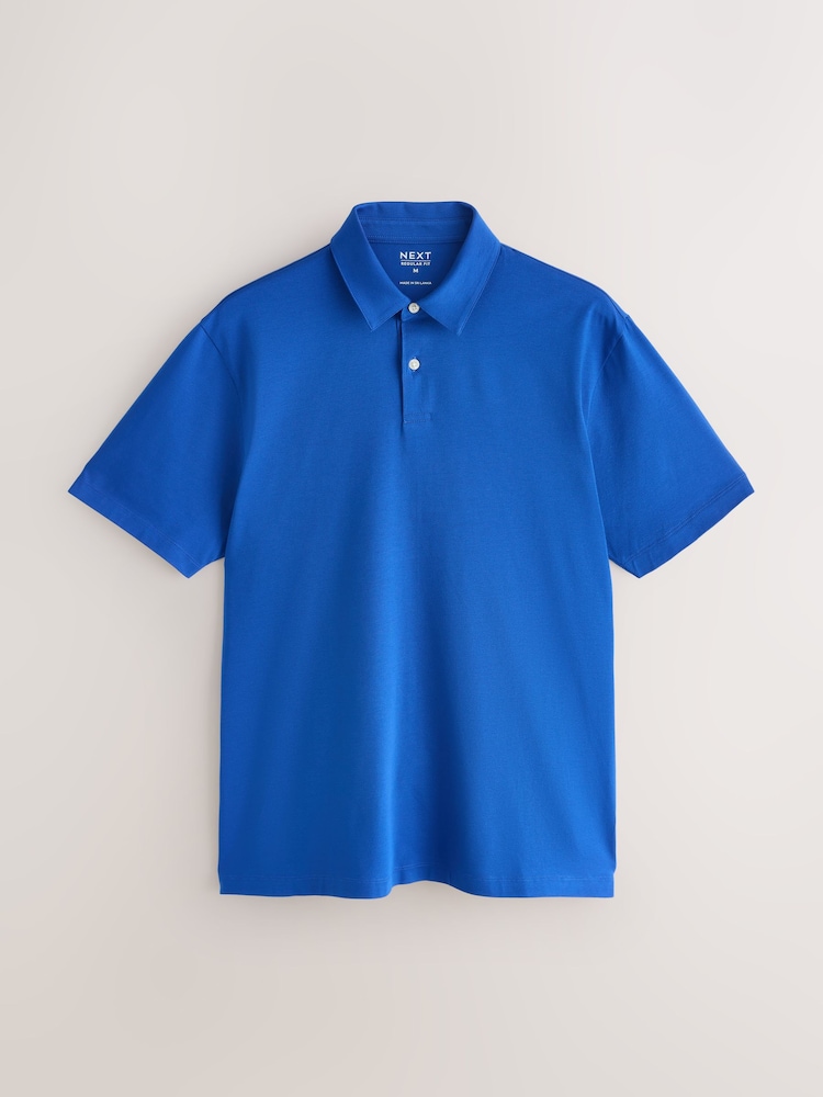 Blue/Orange/White/Green/Pink Regular Fit Regular Fit Short Sleeve Pique Polo Shirt - Image 2 of 13