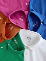 Blue/Orange/White/Green/Pink Regular Fit Regular Fit Short Sleeve Pique Polo Shirt - Image 7 of 13