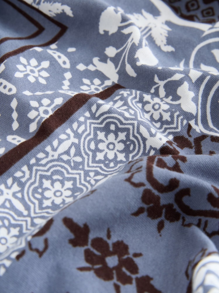 Charcoal Grey Scarf Print Rib Scoop Racer Vest and Pyjama Short Set - Image 7 of 7