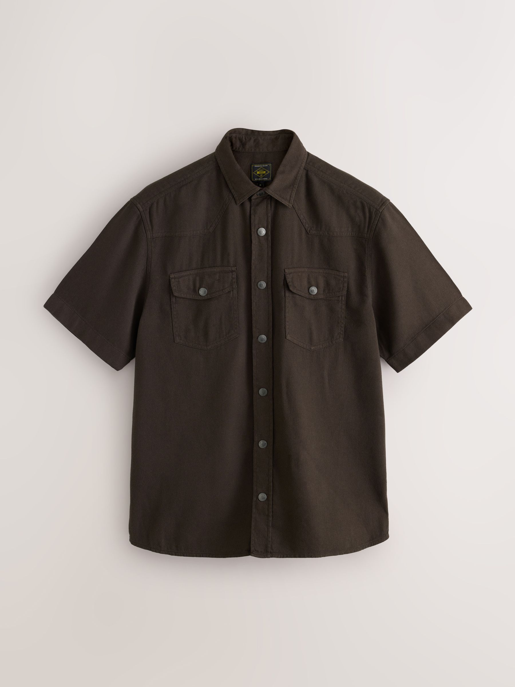 Buy Brown Western Styling Textured Twin Pocket Short Sleeve Shirt