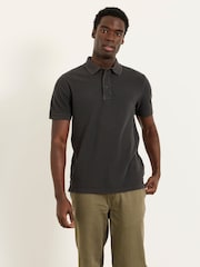 FatFace Black Short Sleeve Pique Polo Shirt - Image 1 of 6
