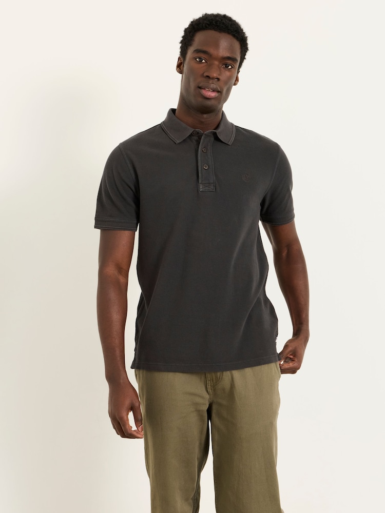 FatFace Black Short Sleeve Pique Polo Shirt - Image 1 of 6 FatFace Black Short Sleeve Pique Polo Shirt - Image 1 of 6