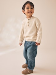 Neutral Knitted Henley Jumper (3mths-7yrs) - Image 2 of 5