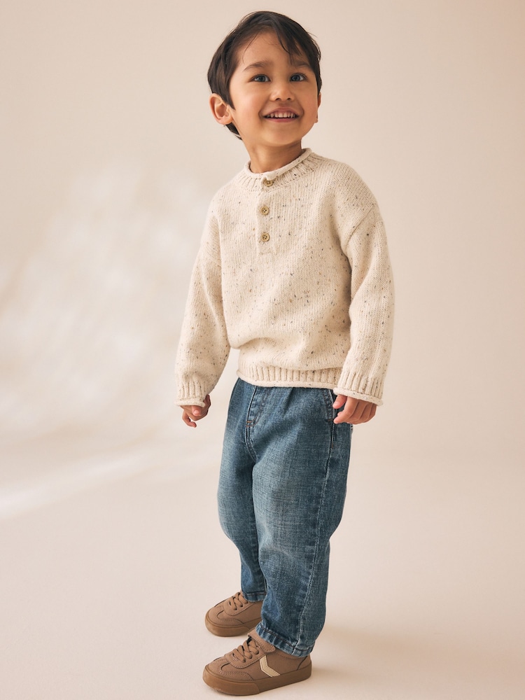 Neutral Knitted Henley Jumper (3mths-7yrs) - Image 2 of 5 Neutral Knitted Henley Jumper (3mths-7yrs) - Image 2 of 5