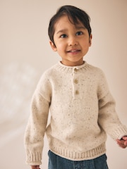 Neutral Knitted Henley Jumper (3mths-7yrs) - Image 3 of 5