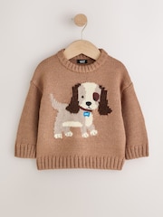 Chocolate Brown Dog - Character Knitted Crew Neck Jumper (3mths-7yrs) - Larawan 5 ng 8