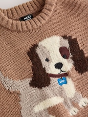 Chocolate Brown Dog - Character Knitted Crew Neck Jumper (3mths-7yrs) - Larawan 7 ng 8