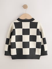 Monochrome Checkerboard Knitted Crew Neck Jumper (3mths-7yrs) - Image 2 of 4