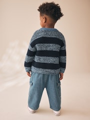 Blue/Navy Stripe Knitted Crew Neck Jumper (3mths-7yrs) - Image 3 of 8
