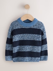 Blue/Navy Stripe Knitted Crew Neck Jumper (3mths-7yrs) - Image 5 of 8