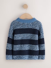 Blue/Navy Stripe Knitted Crew Neck Jumper (3mths-7yrs) - Image 6 of 8