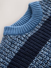 Blue/Navy Stripe Knitted Crew Neck Jumper (3mths-7yrs) - Image 7 of 8