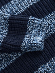 Blue/Navy Stripe Knitted Crew Neck Jumper (3mths-7yrs) - Image 8 of 8