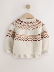 Neutral Pumpkin Fairisle Halloween Knitted Crew Neck Jumper (3mths-7yrs) - Image 6 of 8