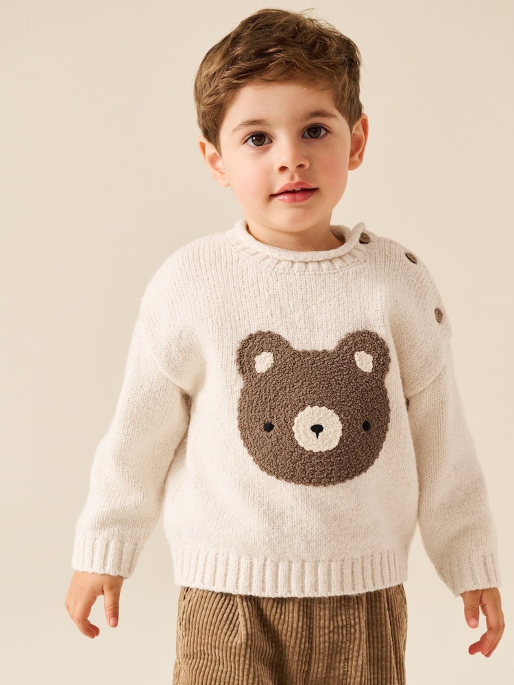 Neutral Bear Character Knitted Crew Neck Jumper (3mths-7yrs) - Image 1 of 9