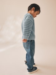 Blue Chenille Stripe Knitted Crew Neck Jumper (3mths-7yrs) - Image 4 of 9