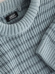 Blue Chenille Stripe Knitted Crew Neck Jumper (3mths-7yrs) - Image 8 of 9