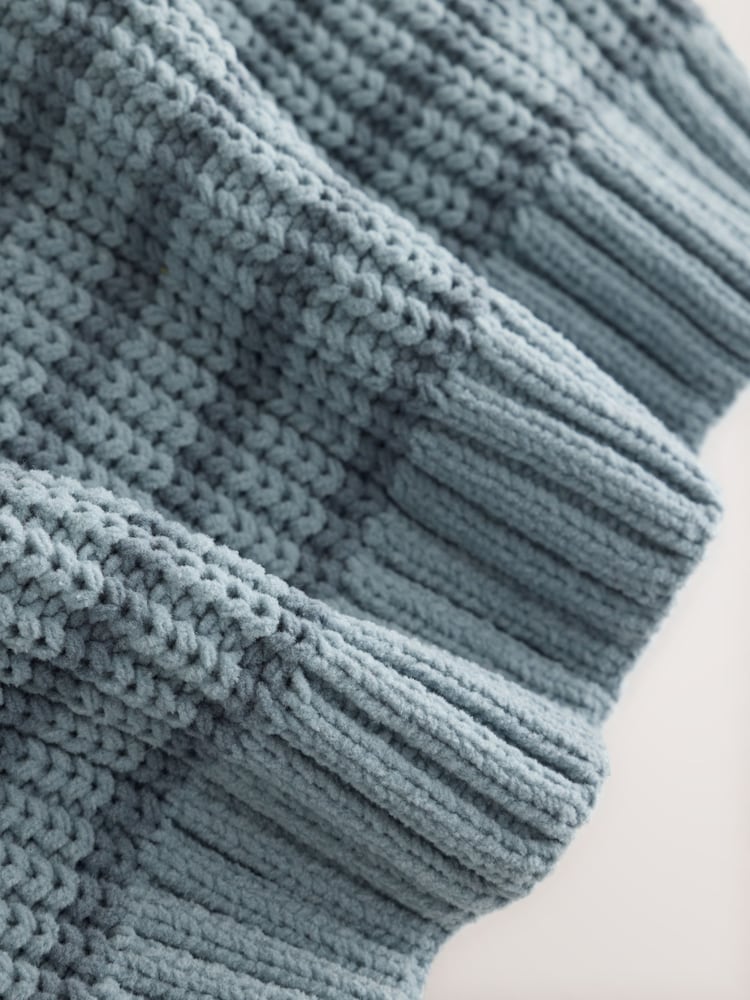 Blue Chenille Stripe Knitted Crew Neck Jumper (3mths-7yrs) - Image 9 of 9