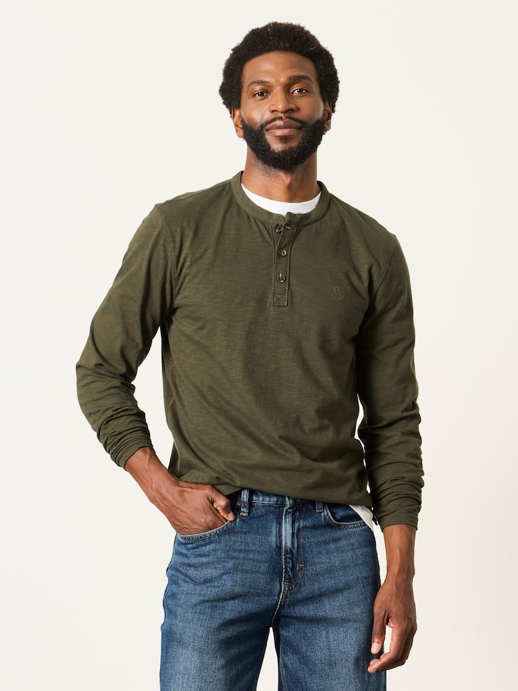 Verde caqui - FatFace Long Sleeve Woodside T-Shirt - Imagen 1 de 6