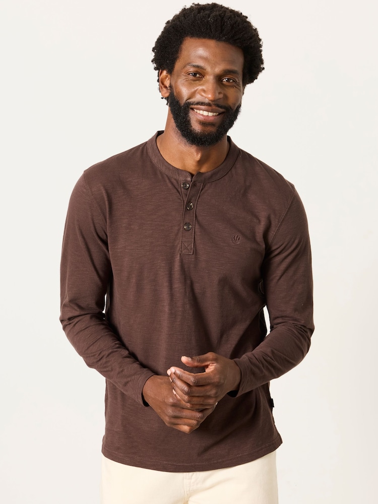 Marrón chocolate - FatFace Long Sleeve Woodside T-Shirt - Imagen 1 de 6