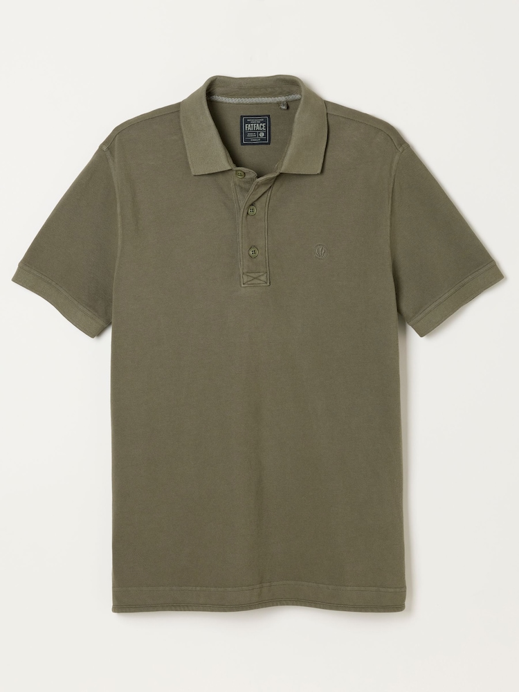FatFace Khaki Green Short Sleeve Pique Polo Shirt - Image 1 of 1