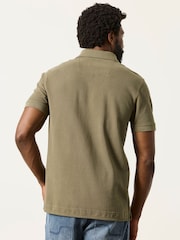 FatFace Khaki Green Short Sleeve Pique Polo Shirt - Image 2 of 7