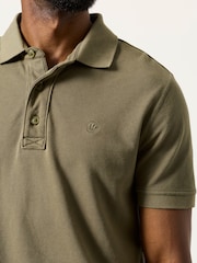 FatFace Khaki Green Short Sleeve Pique Polo Shirt - Image 3 of 7
