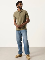 FatFace Khaki Green Short Sleeve Pique Polo Shirt - Image 4 of 7