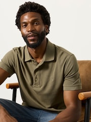 FatFace Khaki Green Short Sleeve Pique Polo Shirt - Image 6 of 7