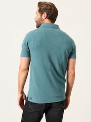 FatFace Dark Teal Blue Short Sleeve Pique Polo Shirt - Image 2 of 6