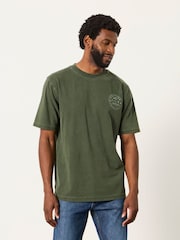 FatFace Khaki Green Mountain Graphic T-Shirt - Image 1 of 6