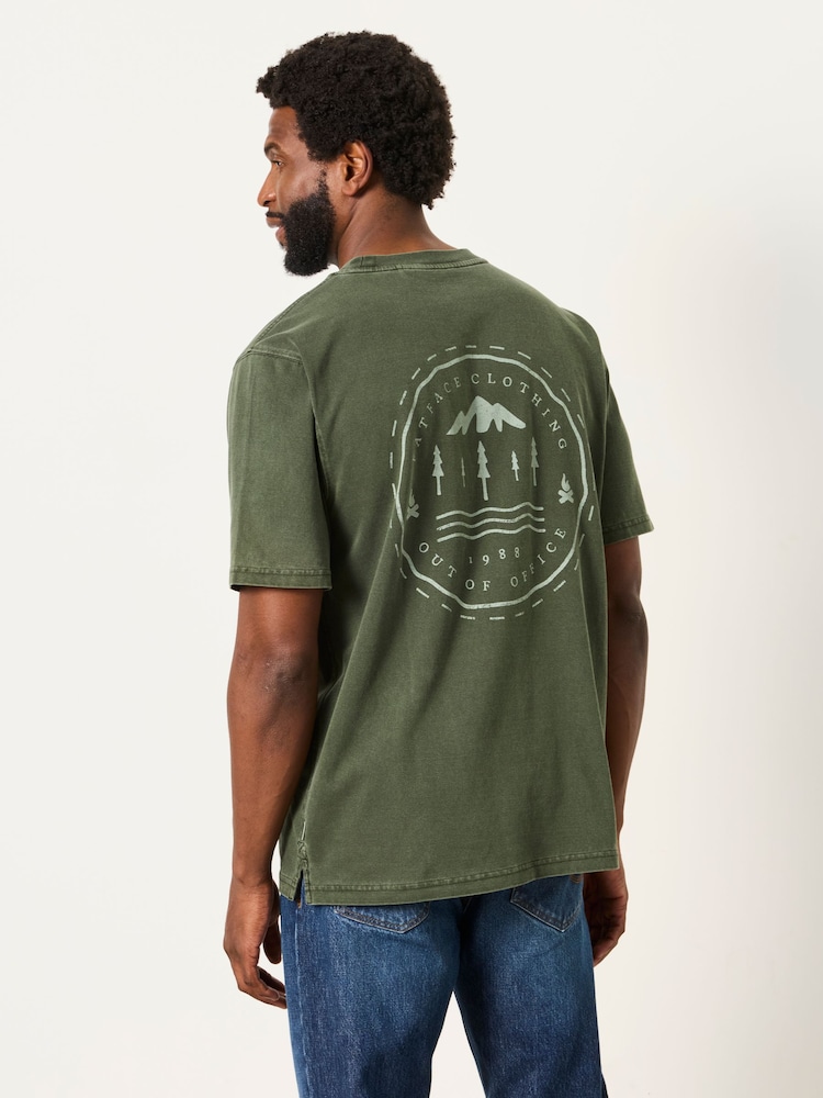 FatFace Khaki Green Mountain Graphic T-Shirt - Image 2 of 6