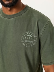 FatFace Khaki Green Mountain Graphic T-Shirt - Image 4 of 6