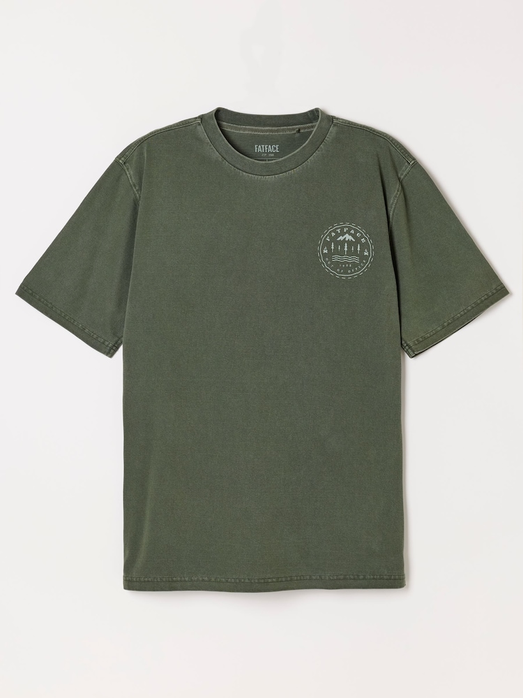 FatFace Khaki Green Mountain Graphic T-Shirt - Image 6 of 6
