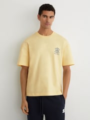 Reiss Yellow Baxter Monogram Citrus Relaxed-Fit T-Shirt - Image 1 of 7