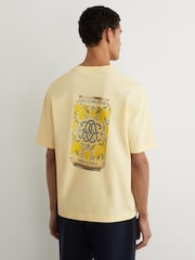 Reiss Yellow Baxter Monogram Citrus Relaxed-Fit T-Shirt - Image 3 of 7