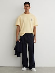 Reiss Yellow Baxter Monogram Citrus Relaxed-Fit T-Shirt - Image 4 of 7