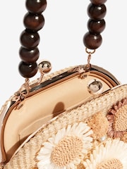 3D Flower Raffia Top Handle Clutch Bag - Bild 5 von 6