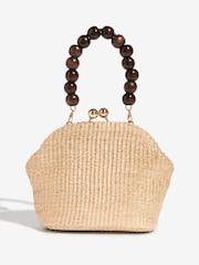 3D Flower Raffia Top Handle Clutch Bag - Bild 6 von 6