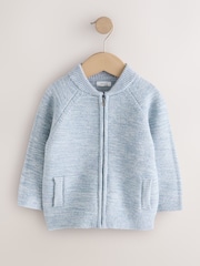 Blue Twist Zip Through Bomber Cardigan (3mths-7yrs) - Image 1 of 4