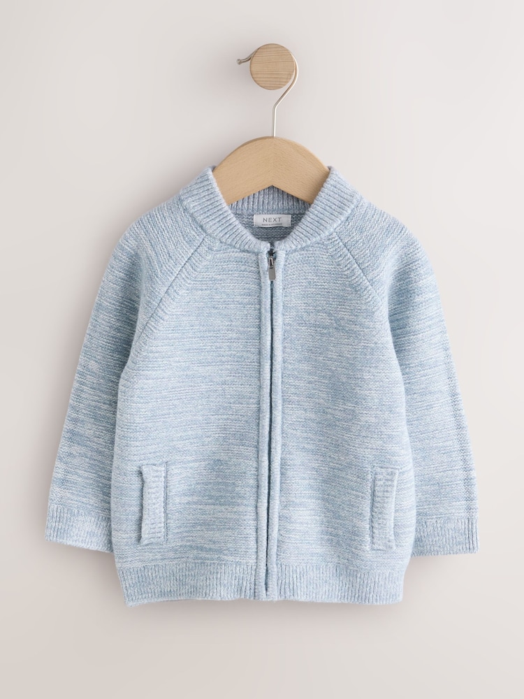 Blue Twist Zip Through Bomber Cardigan (3mths-7yrs) - Image 1 of 4