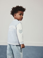 Blue Zip Through Varsity Bomber Cardigan (3mths-7yrs) - Image 3 of 8