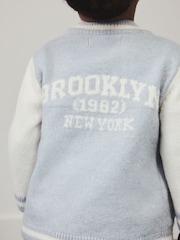 Blue Zip Through Varsity Bomber Cardigan (3mths-7yrs) - Image 4 of 8