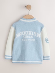 Blue Zip Through Varsity Bomber Cardigan (3mths-7yrs) - Image 6 of 8