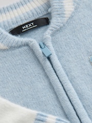 Blue Zip Through Varsity Bomber Cardigan (3mths-7yrs) - Image 7 of 8