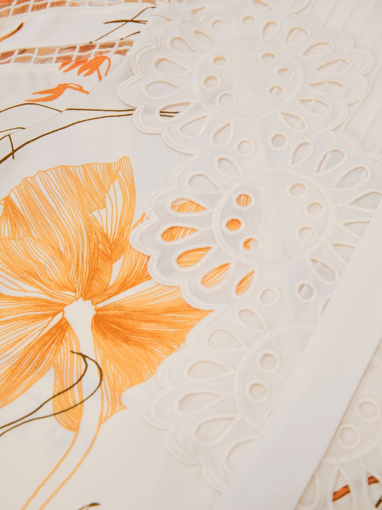 Reiss Ivory/Pink Louisa Floral-Print Lace-Trim Blouse - Image 6 of 6