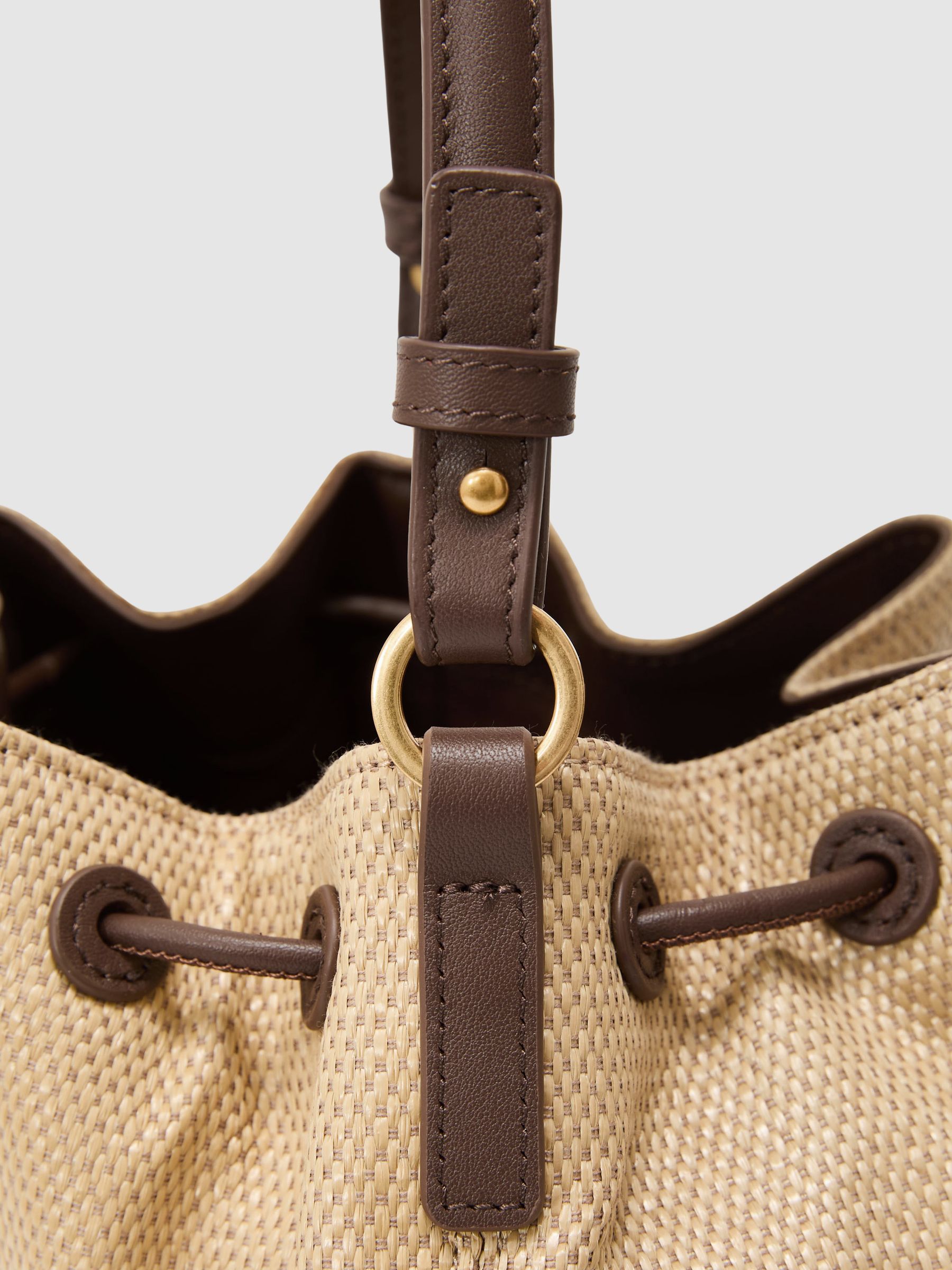 Buy Reiss Natural Evie Raffia-Effect Drawcord Bucket Bag from Next USA