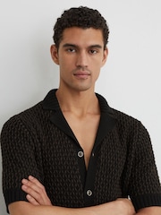 Reiss Black/Chocolate Brown Antonio Shirt - Image 1 of 7