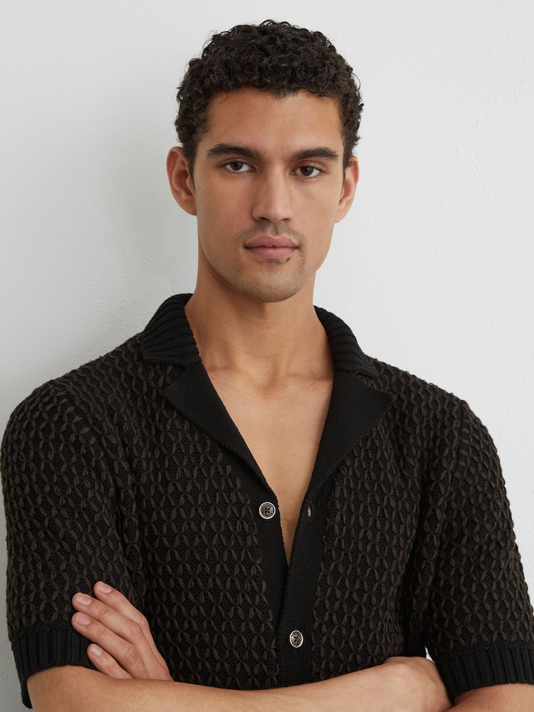 Reiss Black/Chocolate Brown Antonio Shirt - Image 1 of 7 Reiss Black/Chocolate Brown Antonio Shirt - Image 1 of 7